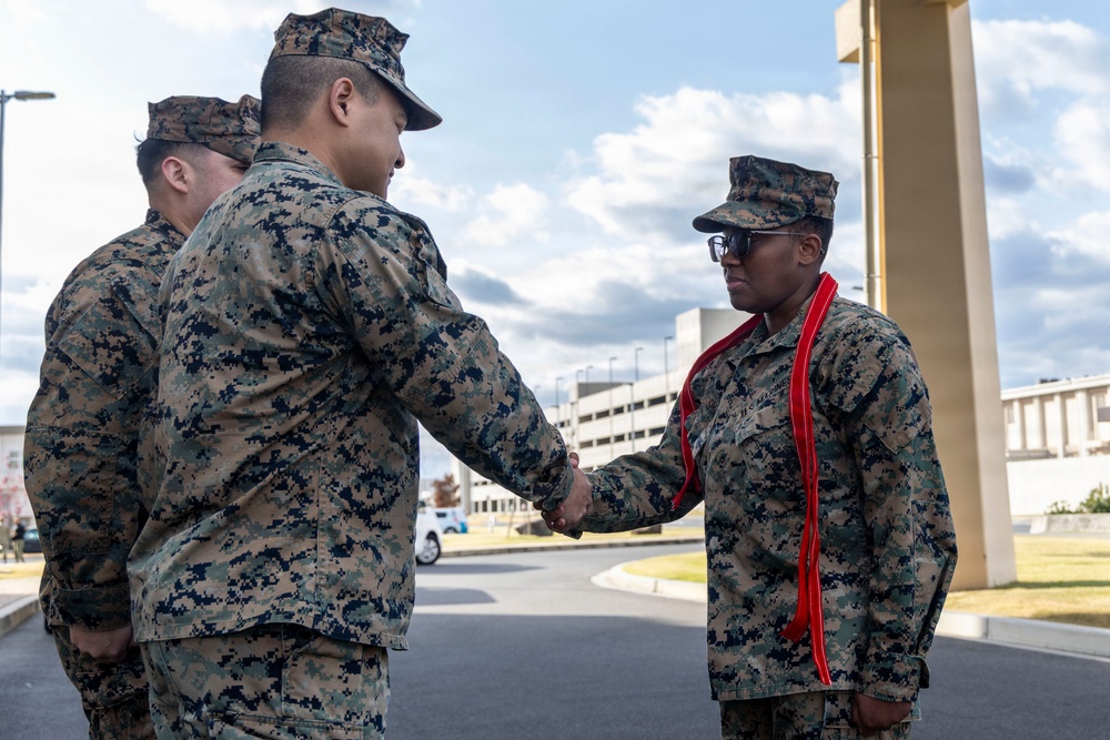U.S. Marine Corps Cpl. Sydney Smalls reaches new heights with her Meritorious promotion
