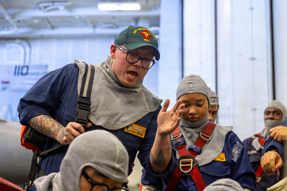 Abraham Lincoln conducts general quarters drill