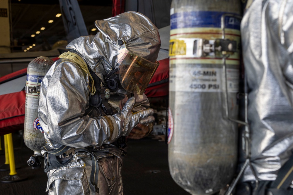Abraham Lincoln conducts general quarters drill