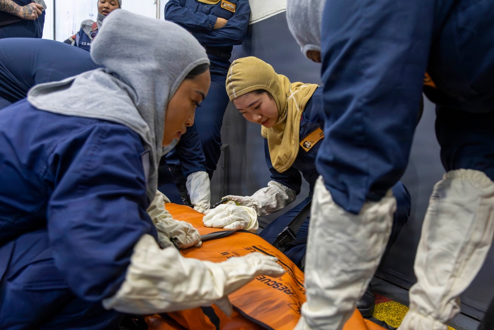 Abraham Lincoln conducts general quarters drill