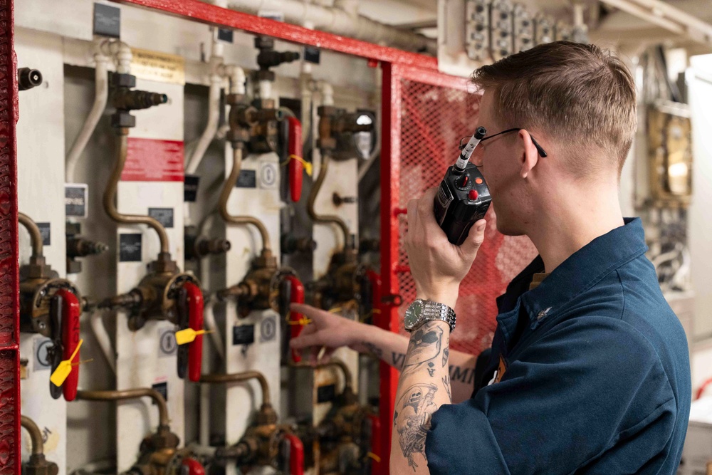 Abraham Lincoln conducts routine operations.