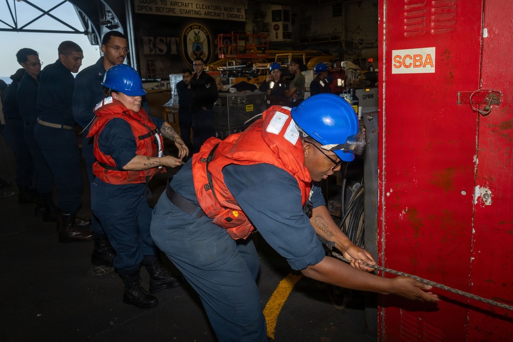 USS Iwo Jima Sailors Conduct a Replenishment at Sea