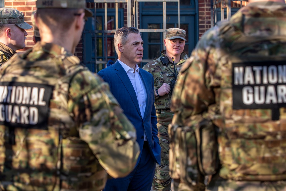 Indiana Senator Jim Banks Greets Guardsmen on Patrol in Washington, D.C.