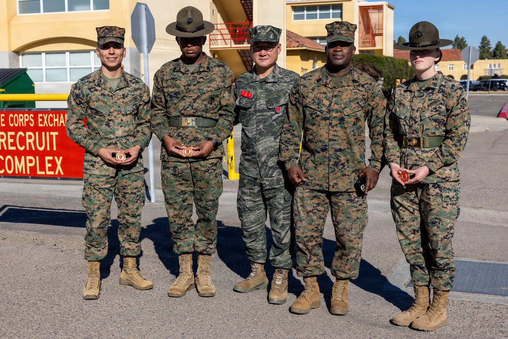 The Republic of Korea Sergeant Major of the Marine Corps visits MCRD San Diego