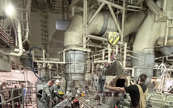 Engineers conduct engine overhaul on McLean while out to sea