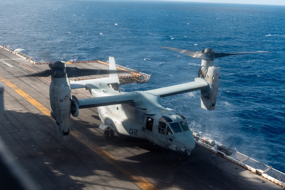 22nd MEU(SOC) | MV-22B Flight Operations Aboard the USS Iwo Jima