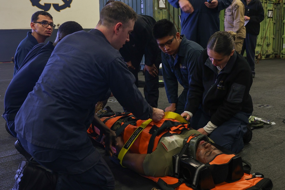 USS Boxer conducts mass casualty drill