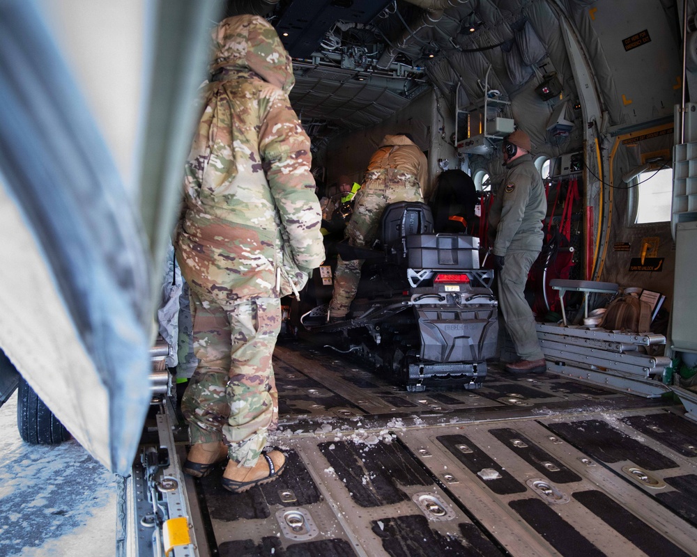 An Ice-Cold Welcome: U.S. Marines with 4th Law Enforcement Battalion arrive in Kotzebue, Alaska for Operation Polar Knight.