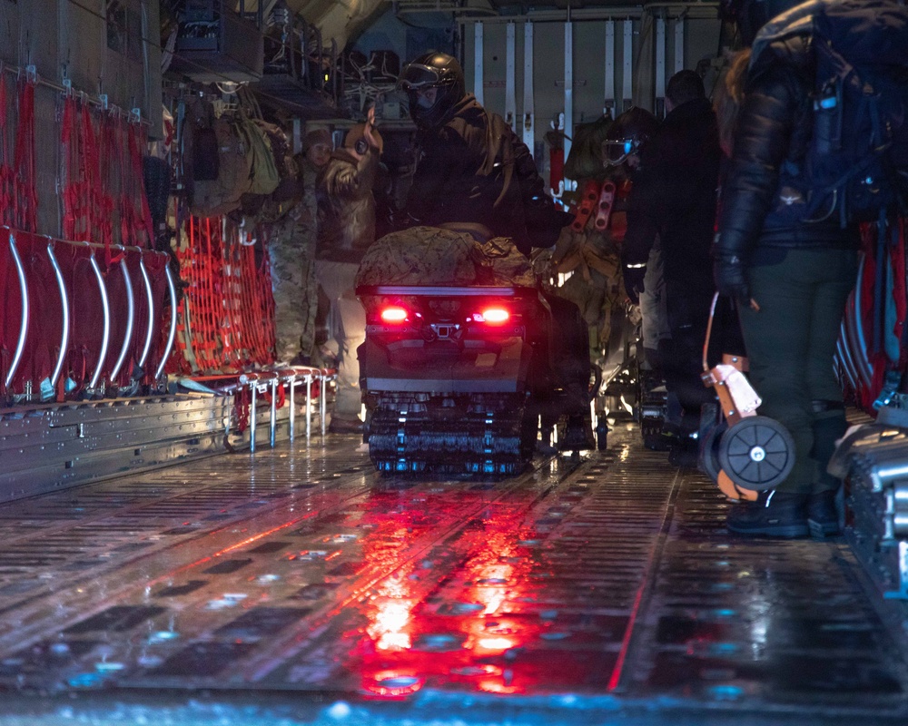 An Ice-Cold Welcome: U.S. Marines with 4th Law Enforcement Battalion arrive in Kotzebue, Alaska for Operation Polar Knight.