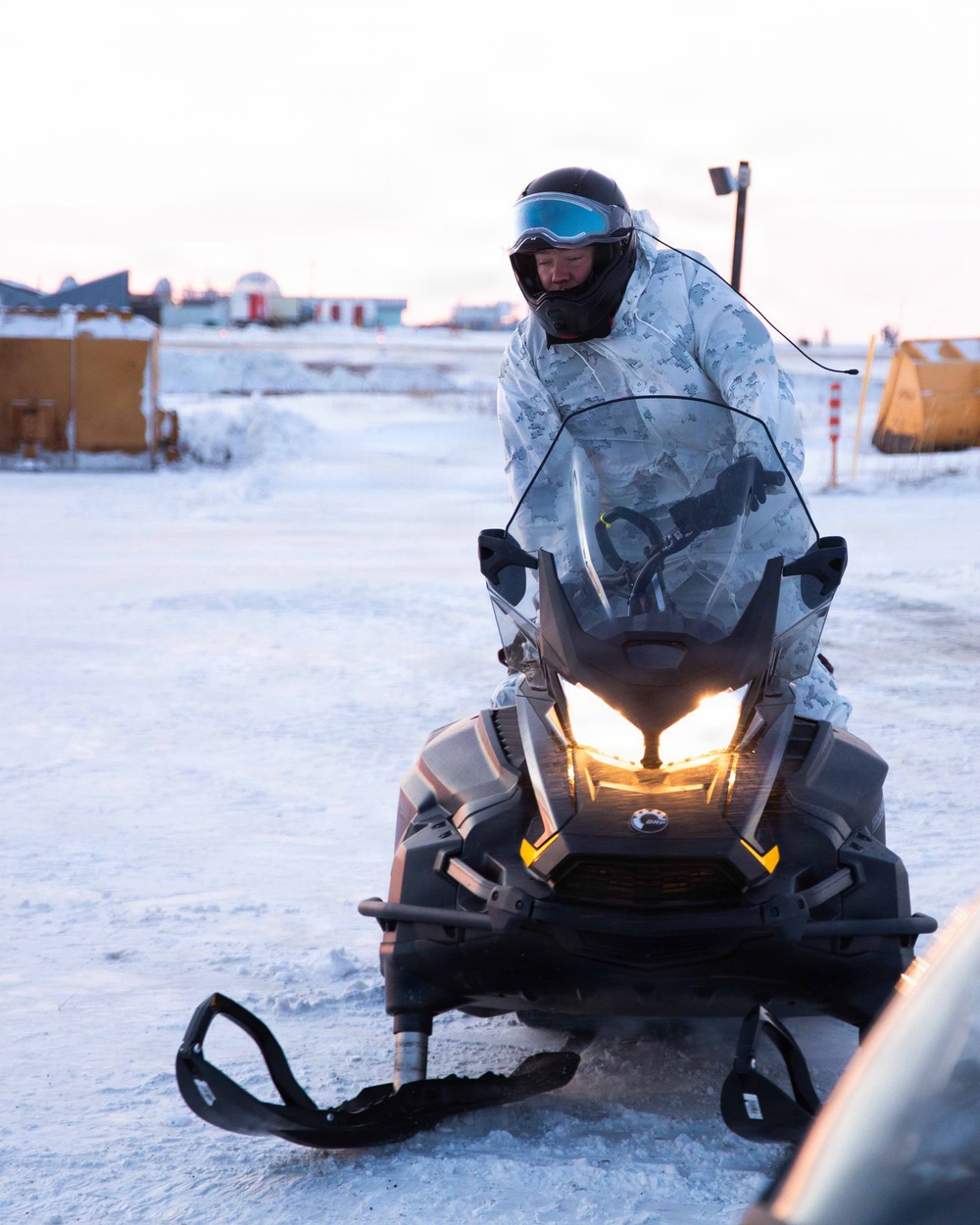 An Ice-Cold Welcome: U.S. Marines with 4th Law Enforcement Battalion arrive in Kotzebue, Alaska for Operation Polar Knight.