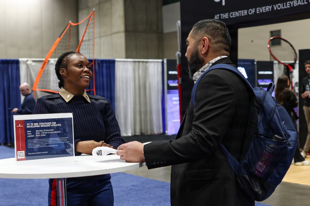 U.S. Marines Engage with Coaches and Present Awards at the 2025 AVCA Convention