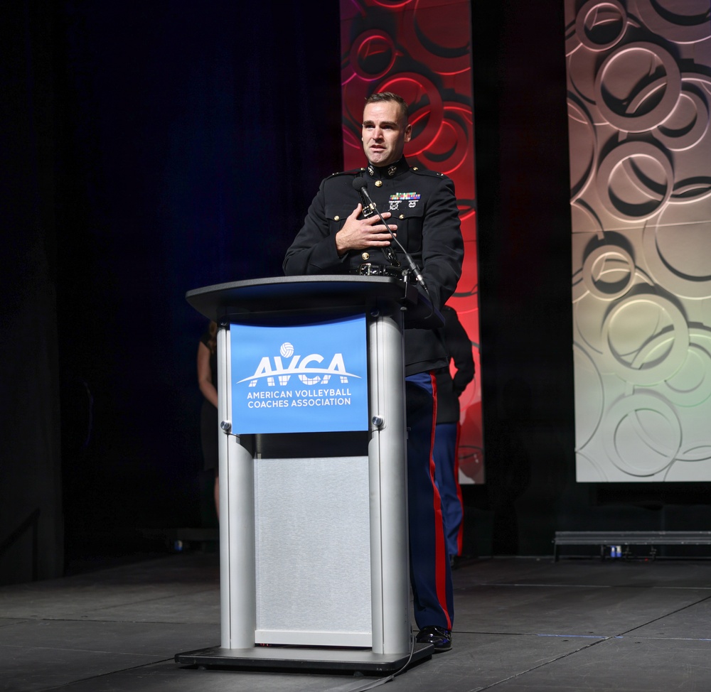 U.S. Marines Engage with Coaches and Present Awards at the 2025 AVCA Convention