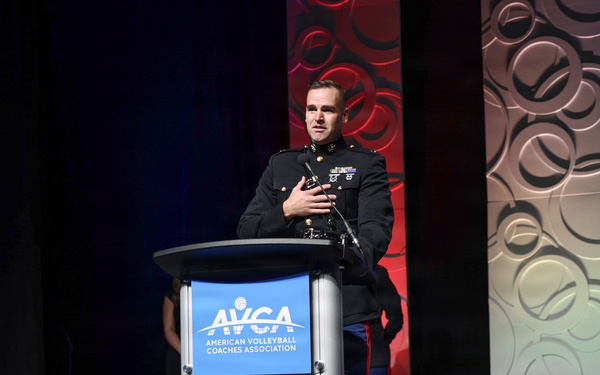 U.S. Marines Engage with Coaches and Present Awards at the 2025 AVCA Convention
