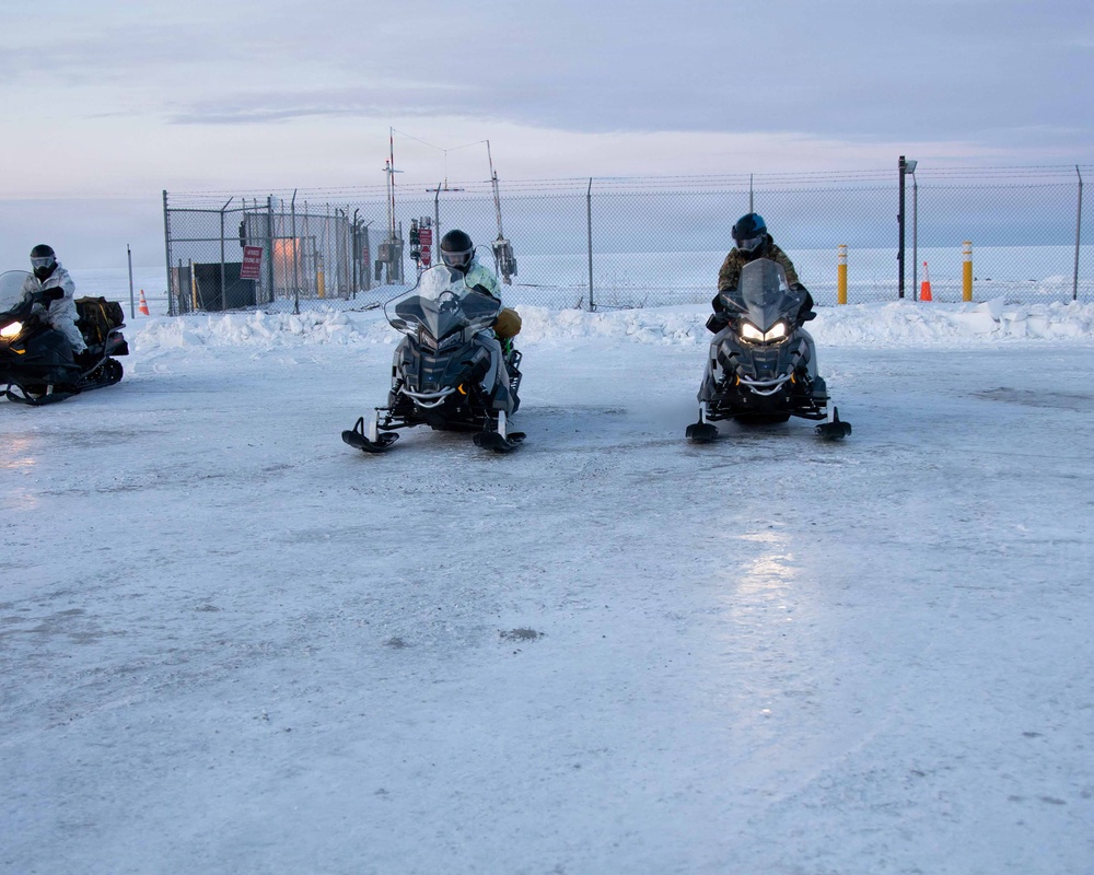 An Ice-Cold Welcome: U.S. Marines with 4th Law Enforcement Battalion arrive in Kotzebue, Alaska for Operation Polar Knight.