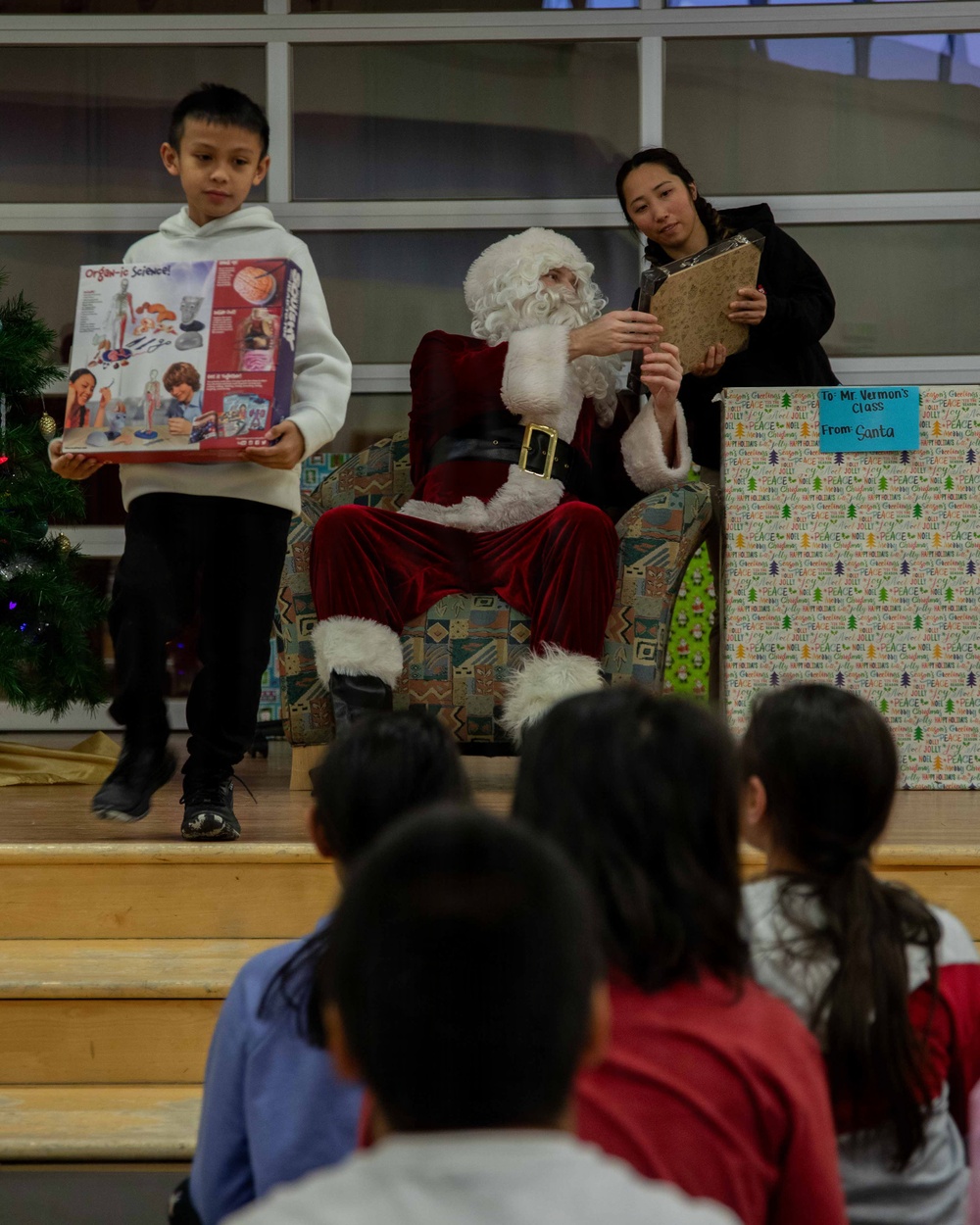 Toys For Tots delivery at June Nelson Elementary School