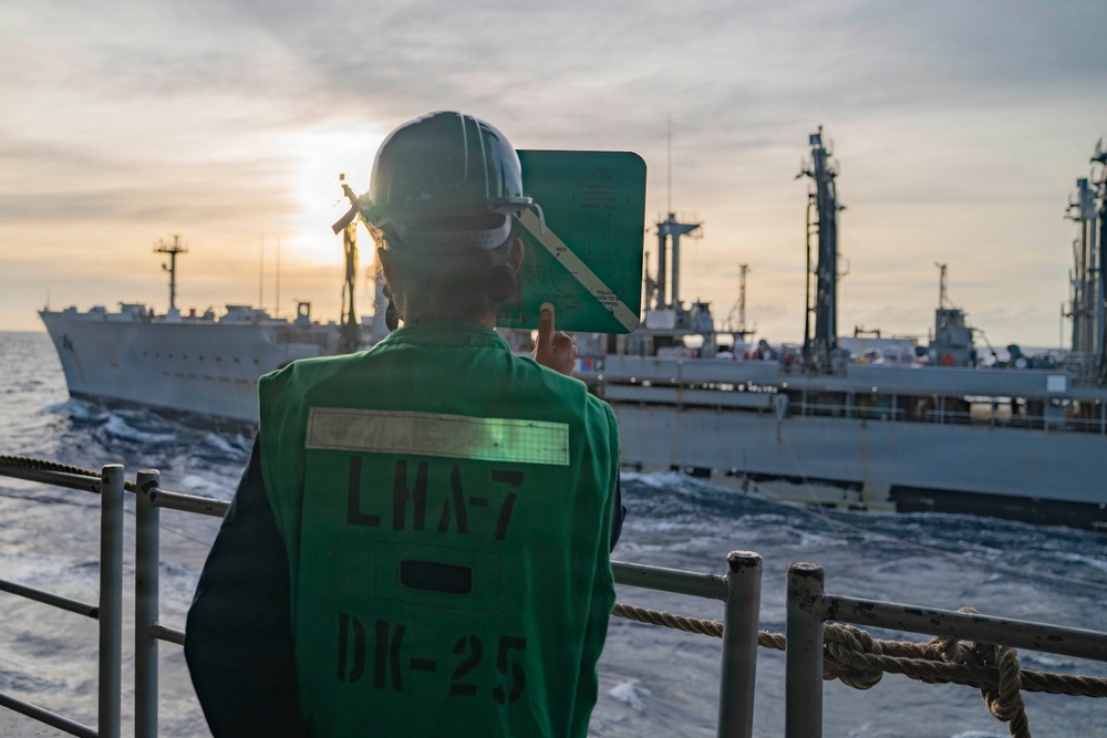 USS Tripoli Conducts Replenishment-at-sea with USNS Tippecanoe