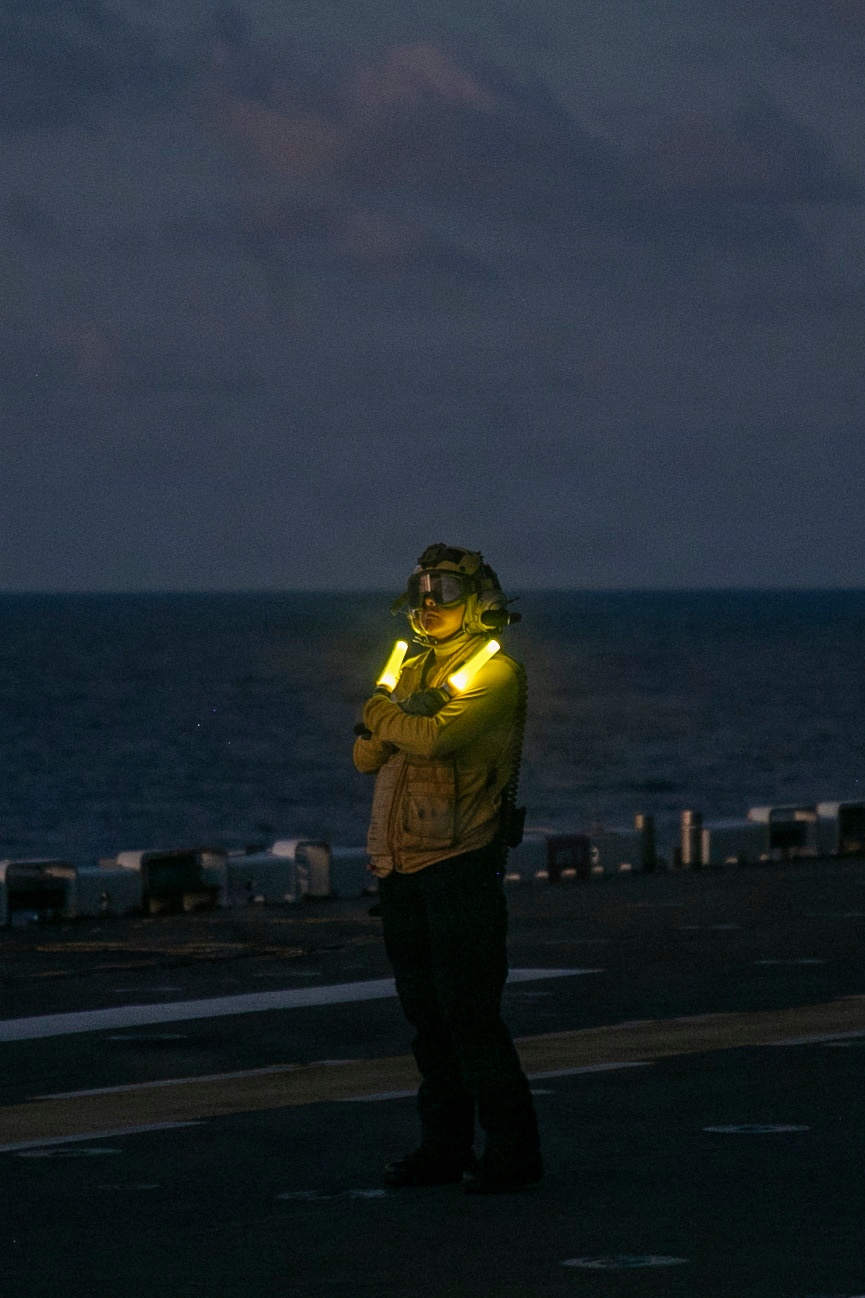 Evening Flight Operations Aboard USS Tripoli