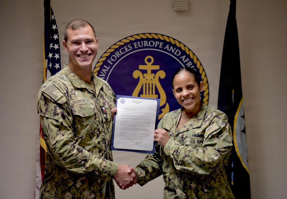 MU2 Doucette Receives Military Outstanding Vounteer Service Medal