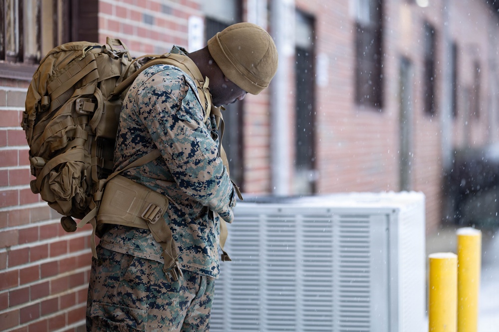 Reserve Marines with 25th Marine Regiment receive gear at Fort Devens