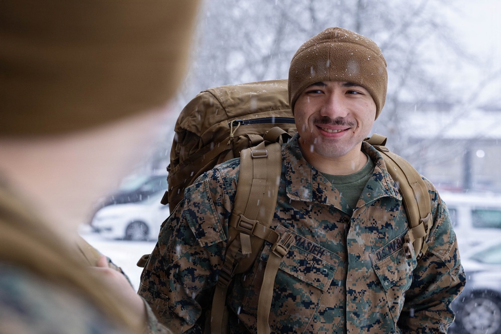 Reserve Marines with 25th Marine Regiment receive gear at Fort Devens