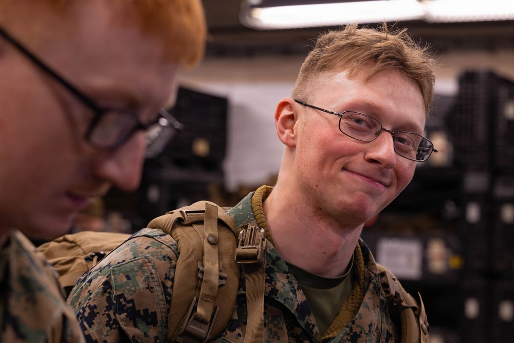 Reserve Marines with 25th Marine Regiment receive gear at Fort Devens