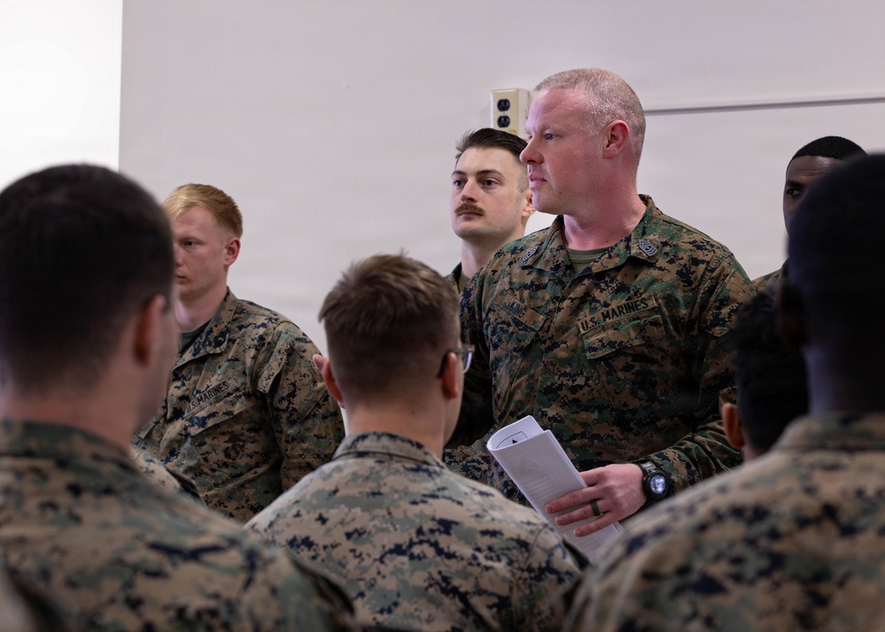 Reserve Marines with 25th Marine Regiment graduate leadership seminar course at Fort Devens