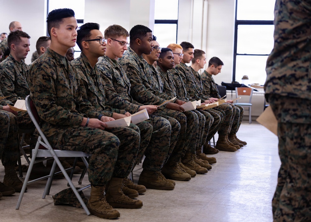 Reserve Marines with 25th Marine Regiment graduate leadership seminar course at Fort Devens