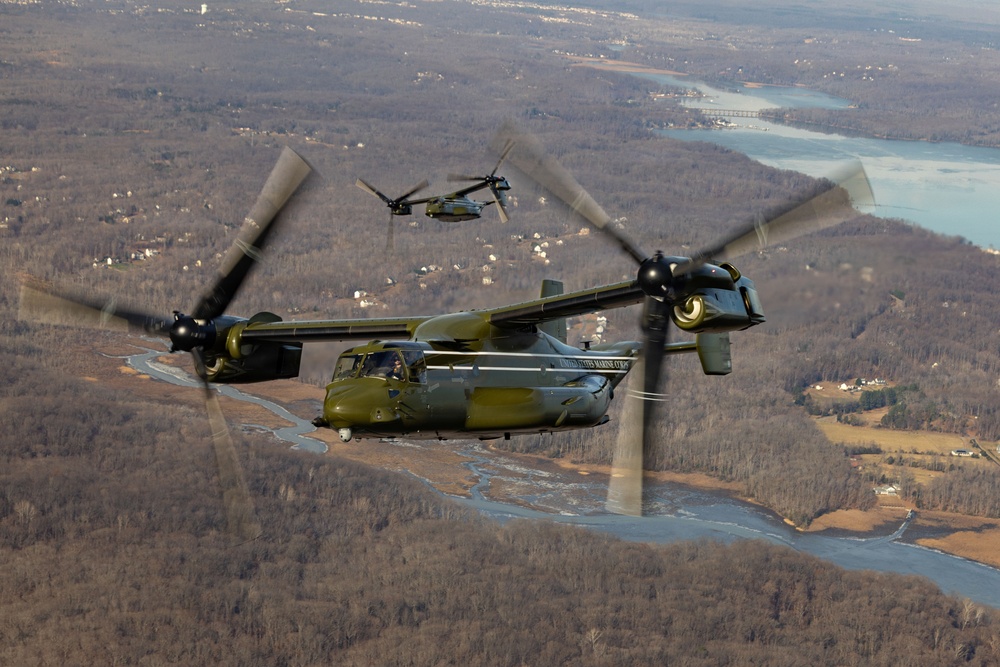 HMX-1 Funeral Flyover for 28th Assistant Commandant of the Marine Corps, Gen. Williams
