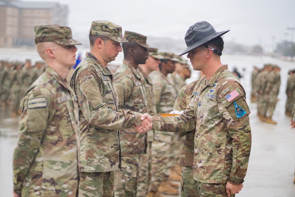 New Space Force Guardians Receive Coins in BMT Retreat Ceremony