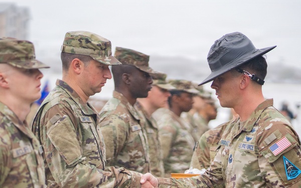 New Space Force Guardians Receive Coins in BMT Retreat Ceremony