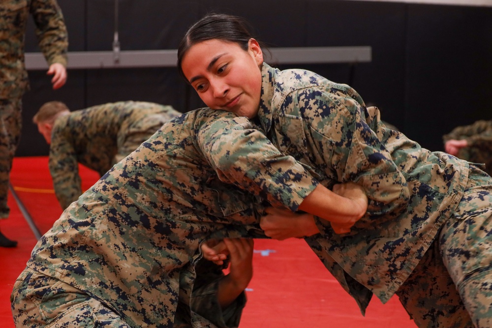 MBW Corporal's Course 1-26 participates in groundfighting PT
