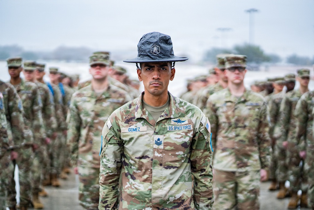 New Space Force Guardians Receive Coins in BMT Retreat Ceremony