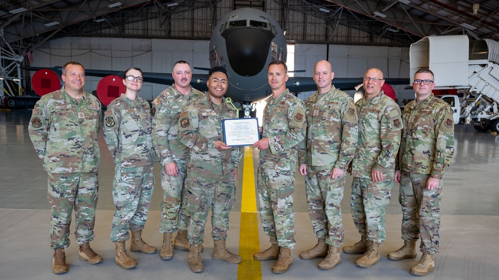 Staff Sgt. Carlos Dela recognized by the 507th ARW Chief's Group