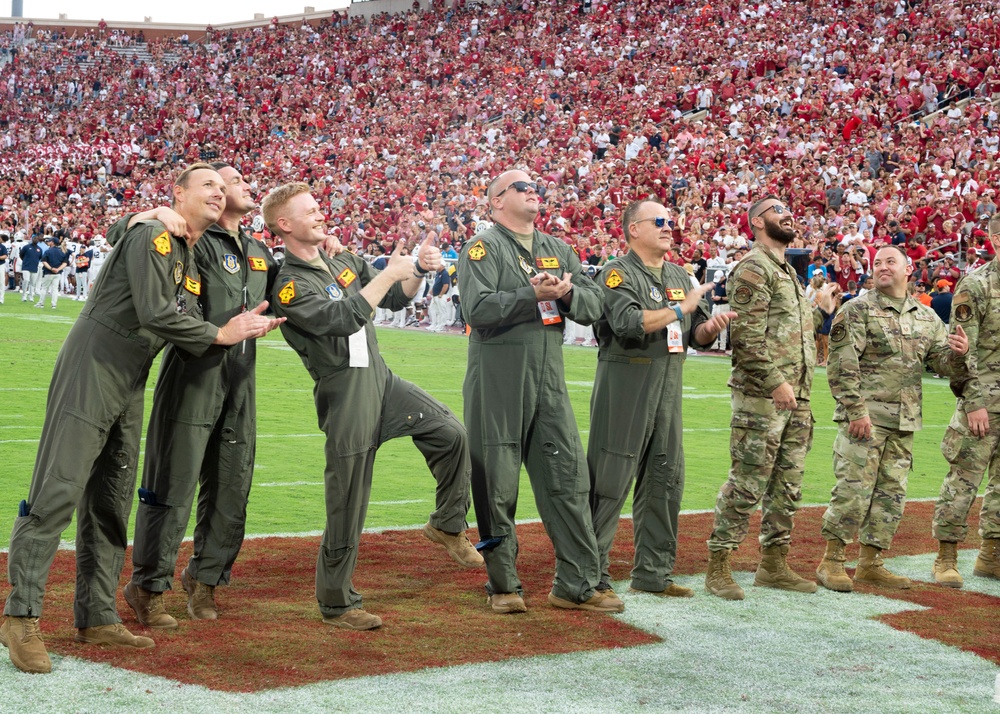Okies perform flyover during OU vs. Auburn University football game