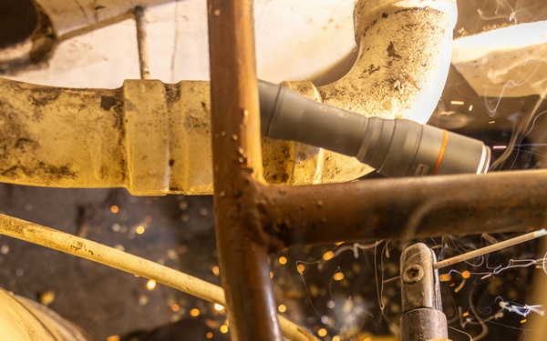 U.S. Sailor welds aboard USS San Antonio (LPD 17)