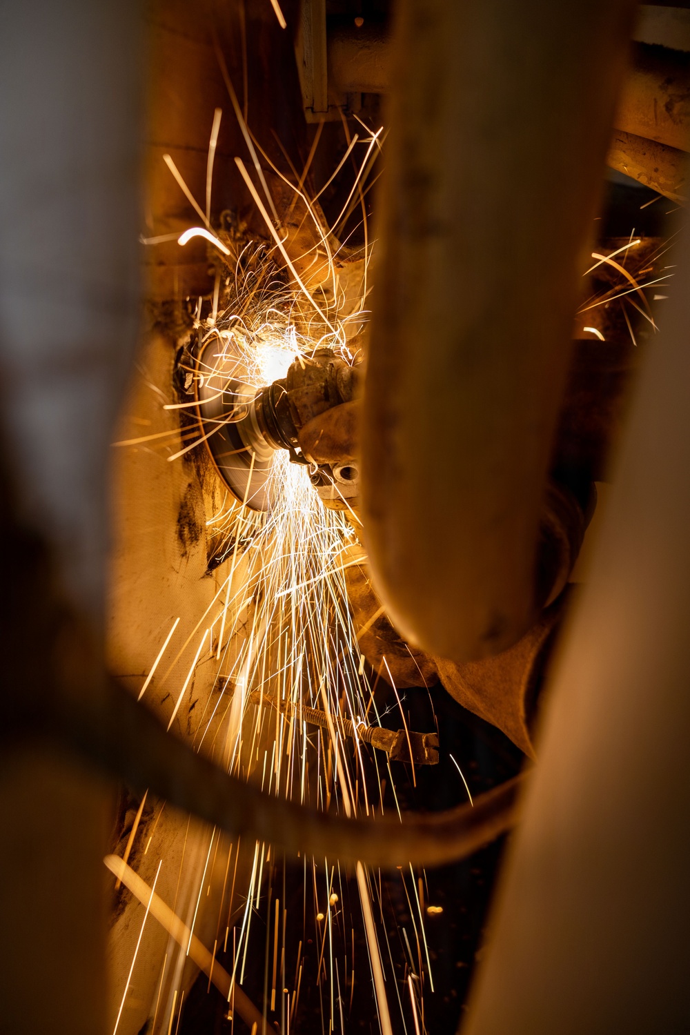 U.S. Sailor welds aboard USS San Antonio (LPD 17)