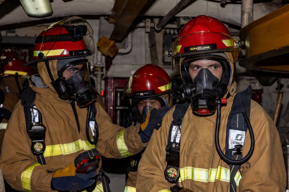USS San Antonio (LPD 17) conduct general quarters