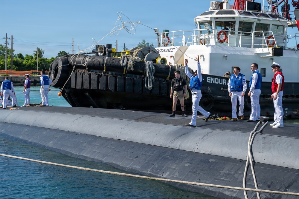 USS Annapolis (SSN 760) return to Naval Base Guam