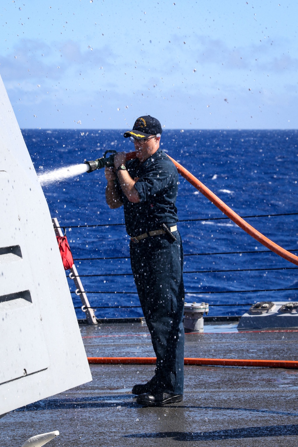 Frank E. Petersen Jr. conducts freshwater wash down