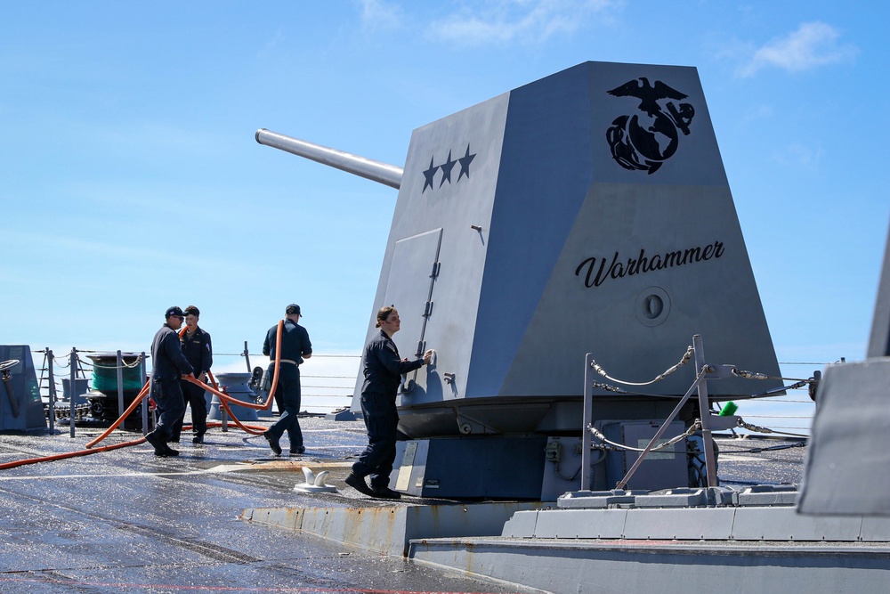 Frank E. Petersen Jr. conducts freshwater wash-down