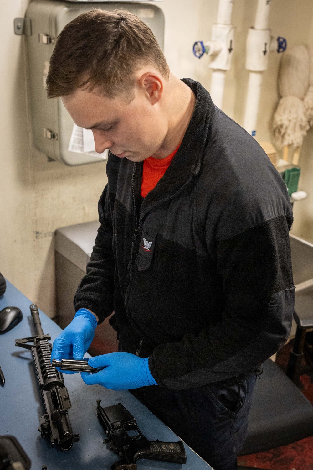 USS Gerald R. Ford (CVN 78) Sailor Conducts Maintenance