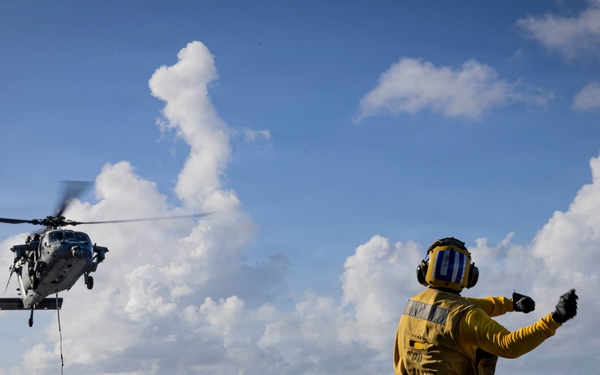 USS Iwo Jima Sailors Conduct A Replenishment At Sea