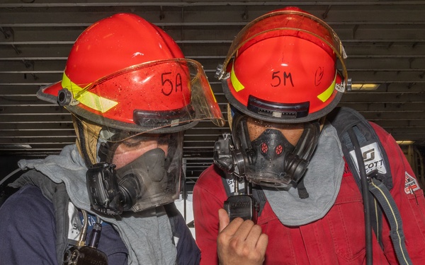 USS Iwo Jima Sailors Take Part in a Damage Control Training Evolution