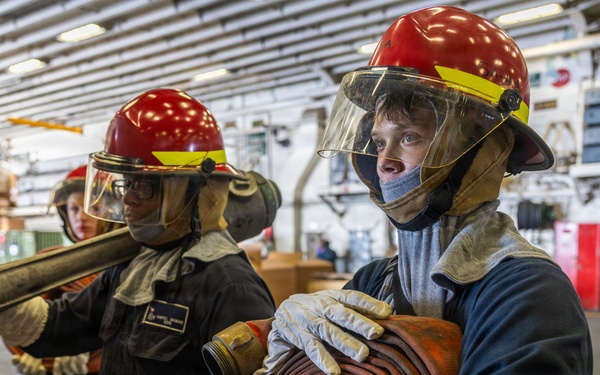 USS Iwo Jima Sailors Take Part in a Damage Control Training Evolution