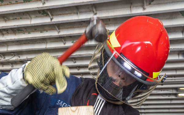 USS Iwo Jima Sailors Take Part in a Damage Control Training Evolution