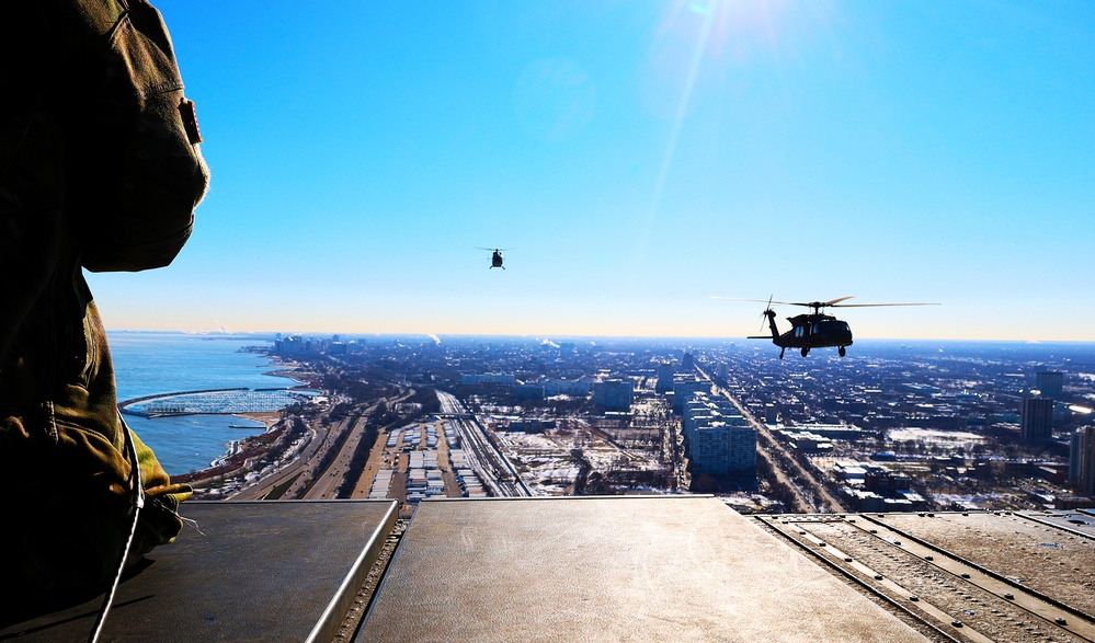 Illinois National Guard Soldiers Prepare for Military Missions With Display of Patriotism and Power