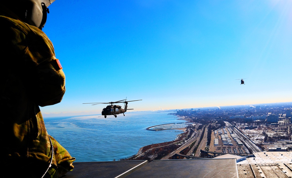 Illinois National Guard Soldiers Prepare for Military Missions With Display of Patriotism and Power