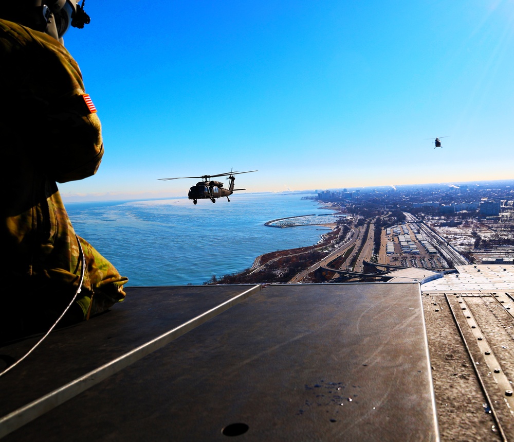 Illinois National Guard Soldiers Prepare for Military Missions With Display of Patriotism and Power