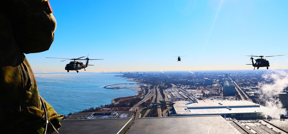 Illinois National Guard Soldiers Prepare for Military Missions With Display of Patriotism and Power