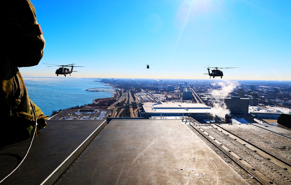 Illinois National Guard Soldiers Prepare for Military Missions With Display of Patriotism and Power